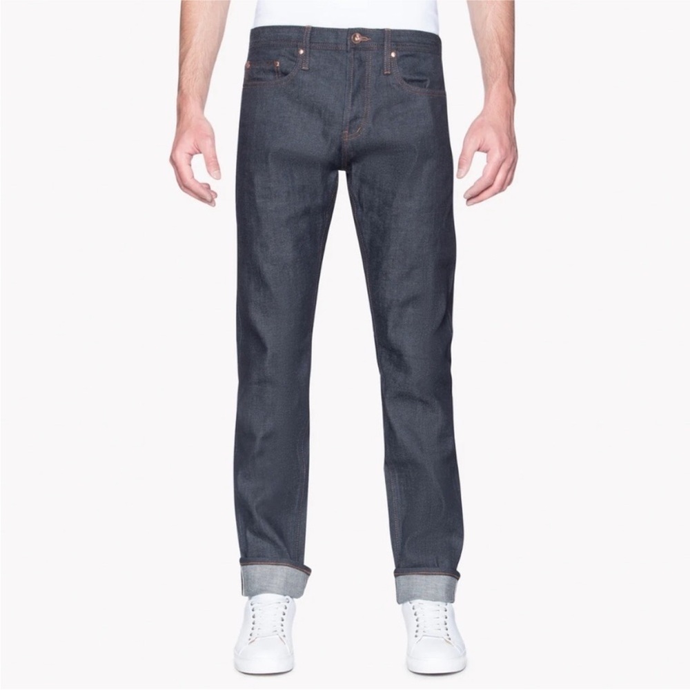Unbranded Brand UB222 Selvedge Cotton Denim Button Fly Jeans Tapered Leg 31 x 32